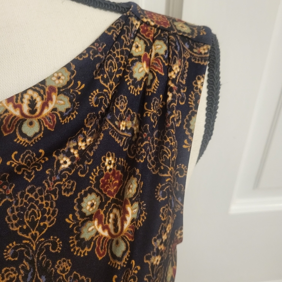 Beautiful Designer Sheath Midi Dresscby Tory Burch Navy with floral Medallions - Picture 6 of 9